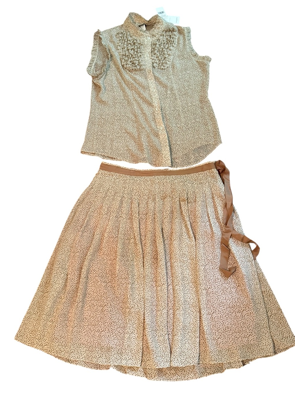 NWT Banana Republic Polka Dot Ruffle Blouse & Skirt Set Size 12 Old Money Fall T